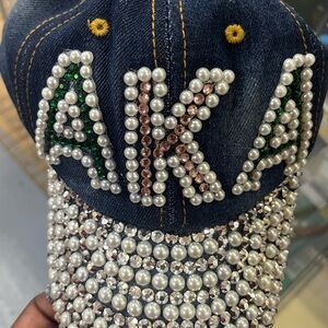 Alpha Kappa Alpha AKA rhinestone cap.